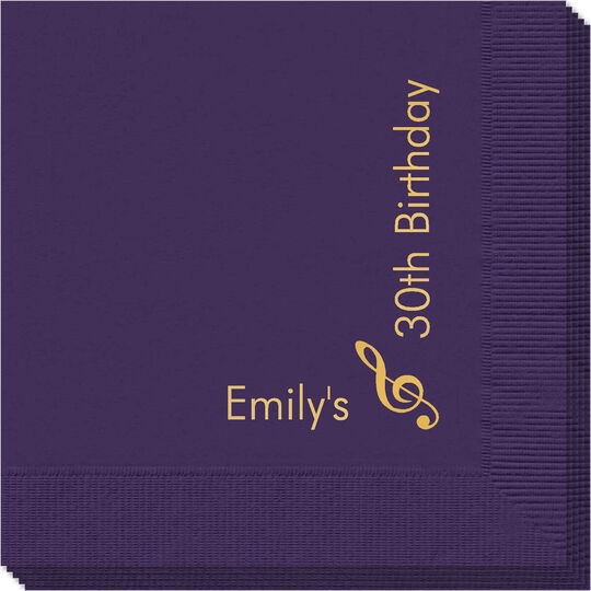 Corner Text with Treble Clef Design Napkins